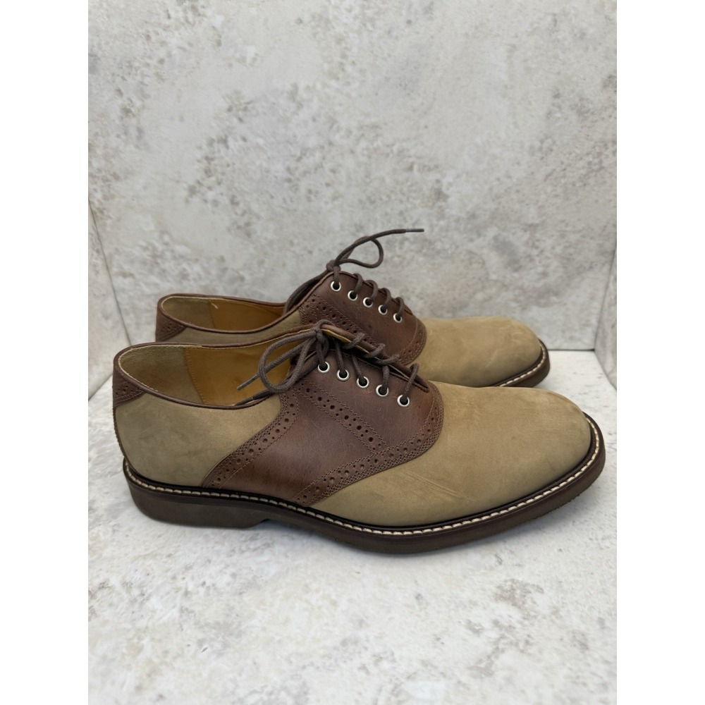 Johnston & Murphy Men's Size 10M Two Tone Oxford Shoes Tan Brown Leather Lace Up